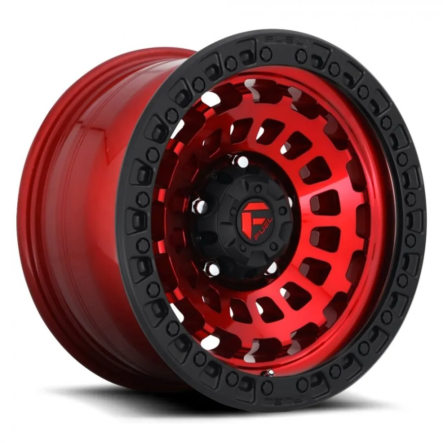 FUEL ZEPHYR 17X9 6/139.7 ET 0 106.30 CANDY RED WITH FAKE MATTE BLACK RING